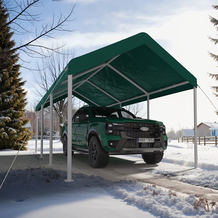 Clouddwell Carport 10x20 FT Heavy-Duty Portable Carport, Outdoor Car Canopy Shelter with Waterproof Tarp & Wind Resistant Design, Galvanized Steel Frame for Vehicle, RV, Boat, Truck Cover (Green)