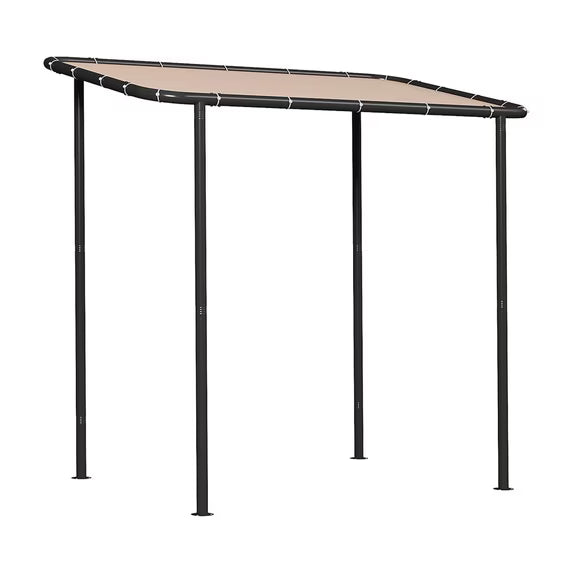 Dateyes 8'x 5' Wall-Mounted Metal Gazebo , Water-Resistant Khaki Canopy with UV Protection for Patio & Garden