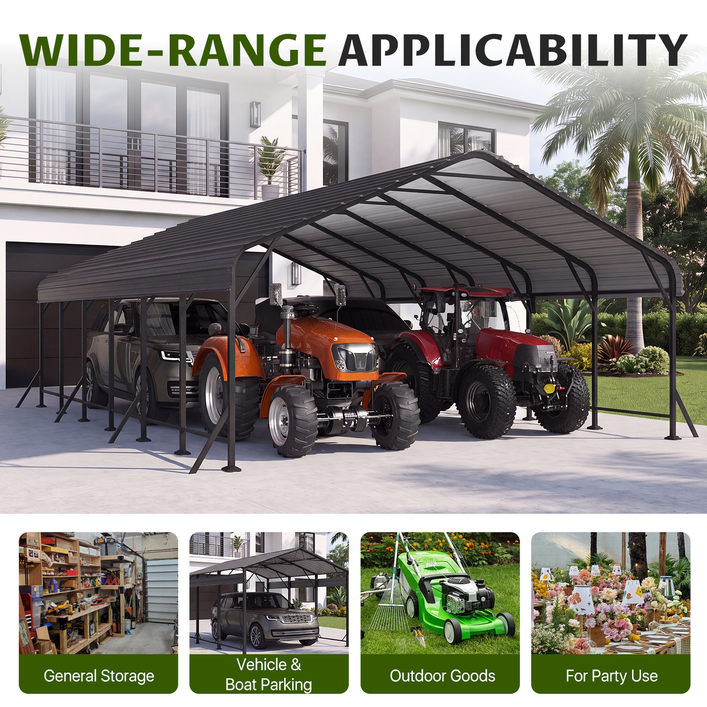 Clouddwell 20x30FT Metal Carport, Heavy Duty Carport Canopy with Reinforced Frame & Galvanized Roof, Car Tent, Garage Shelterf for Car, Pickup, Truck, Boat