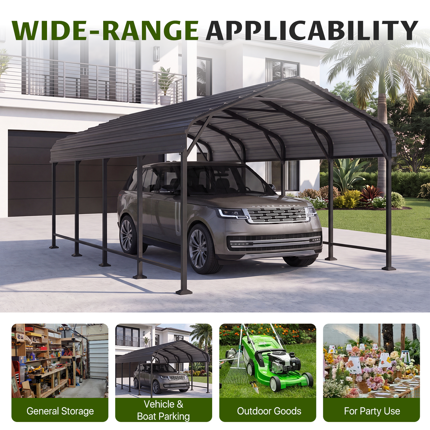 Clouddwell 12x20FT Metal Carport, Heavy Duty Carport Canopy with Reinforced Frame & Galvanized Roof, Car Tent, Garage Shelterf for Car, Pickup, Truck, Boat
