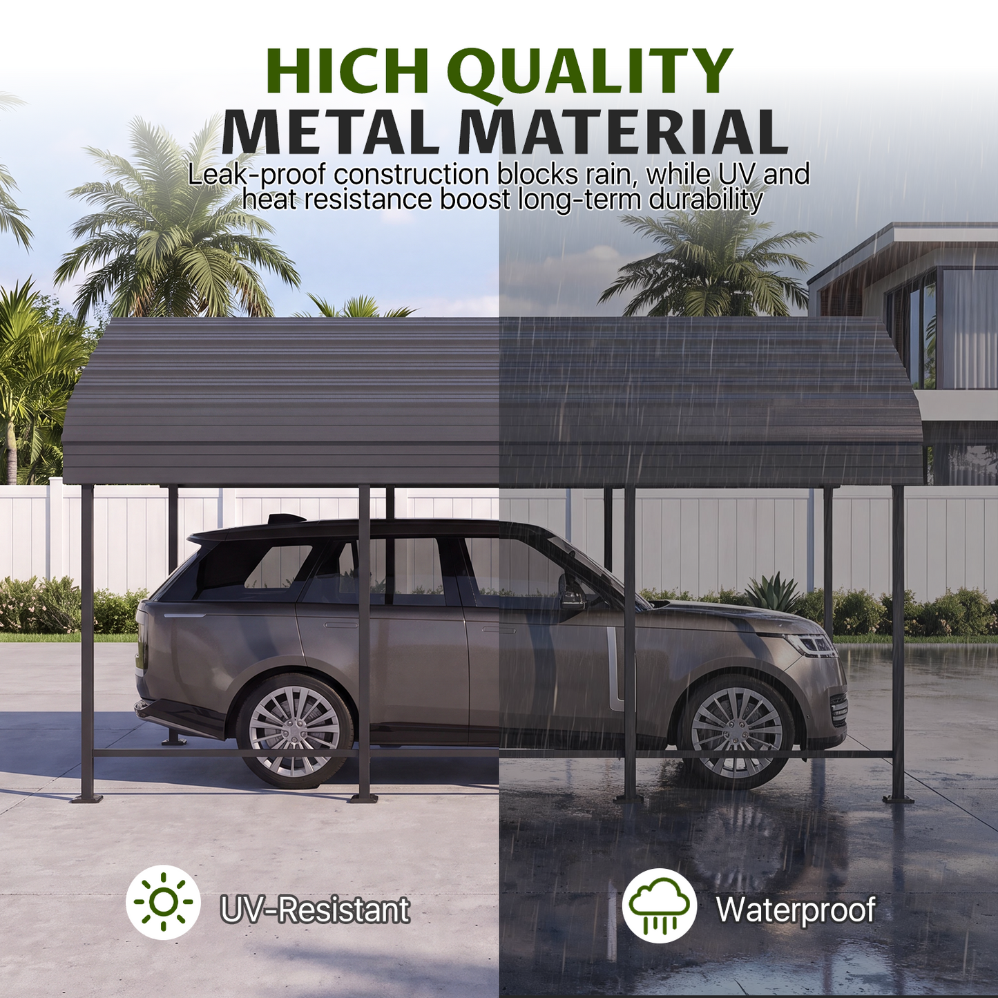 Clouddwell 10x15FT Metal Carport, Heavy Duty Carport Canopy with Reinforced Frame & Galvanized Roof, Car Tent, Garage Shelterf for Car, Pickup, Truck, Boat