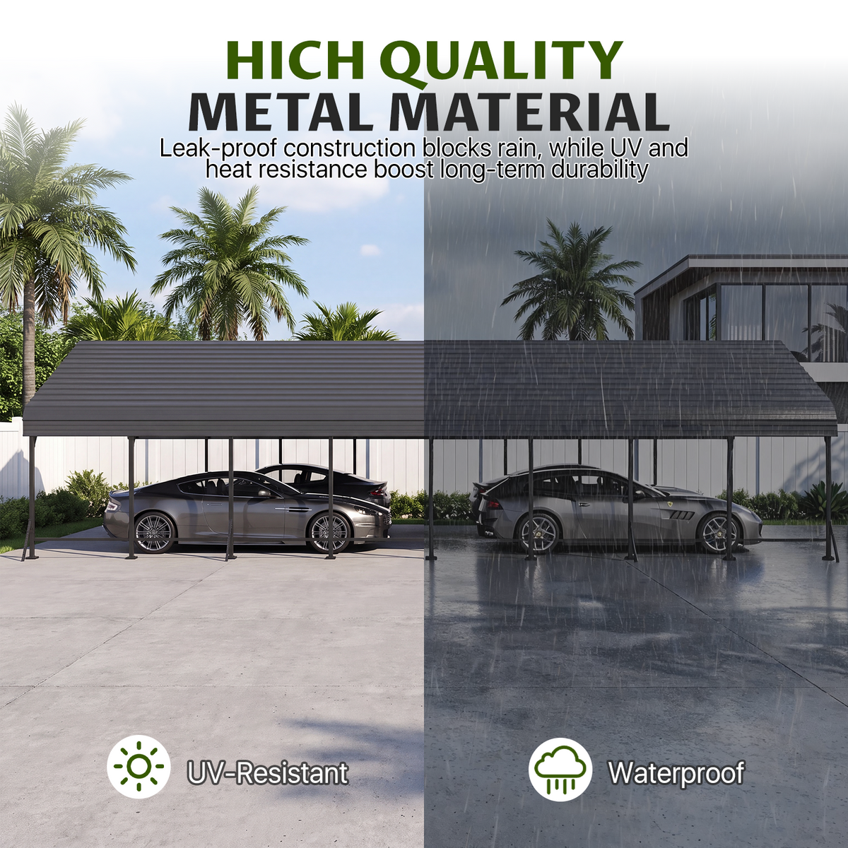 Dateyes 20x40FT Metal Carport, Heavy Duty Carport Canopy with Reinforced Frame & Galvanized Roof, Car Tent, Garage Shelterf for Car, Pickup, Truck, Boat