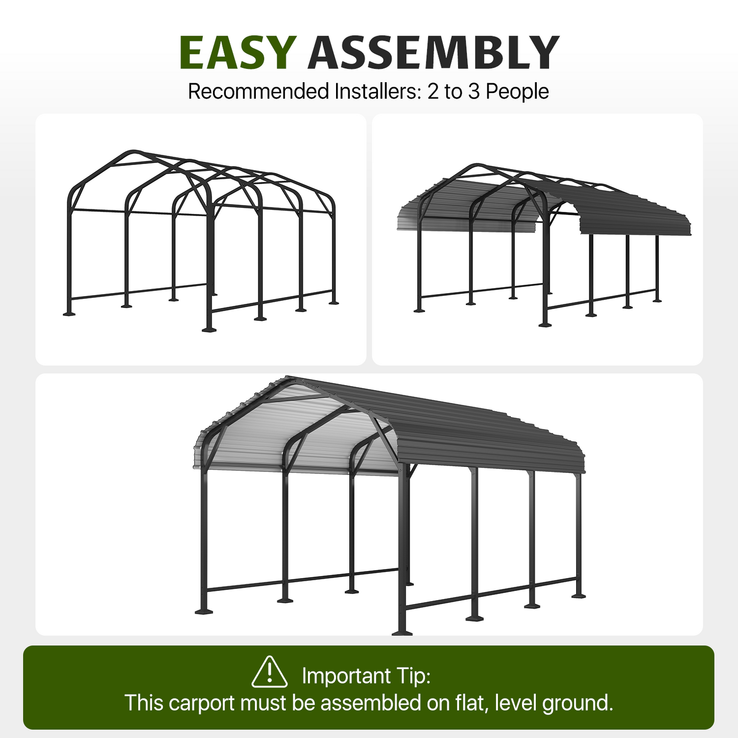 Clouddwell 10x15FT Metal Carport, Heavy Duty Carport Canopy with Reinforced Frame & Galvanized Roof, Car Tent, Garage Shelterf for Car, Pickup, Truck, Boat
