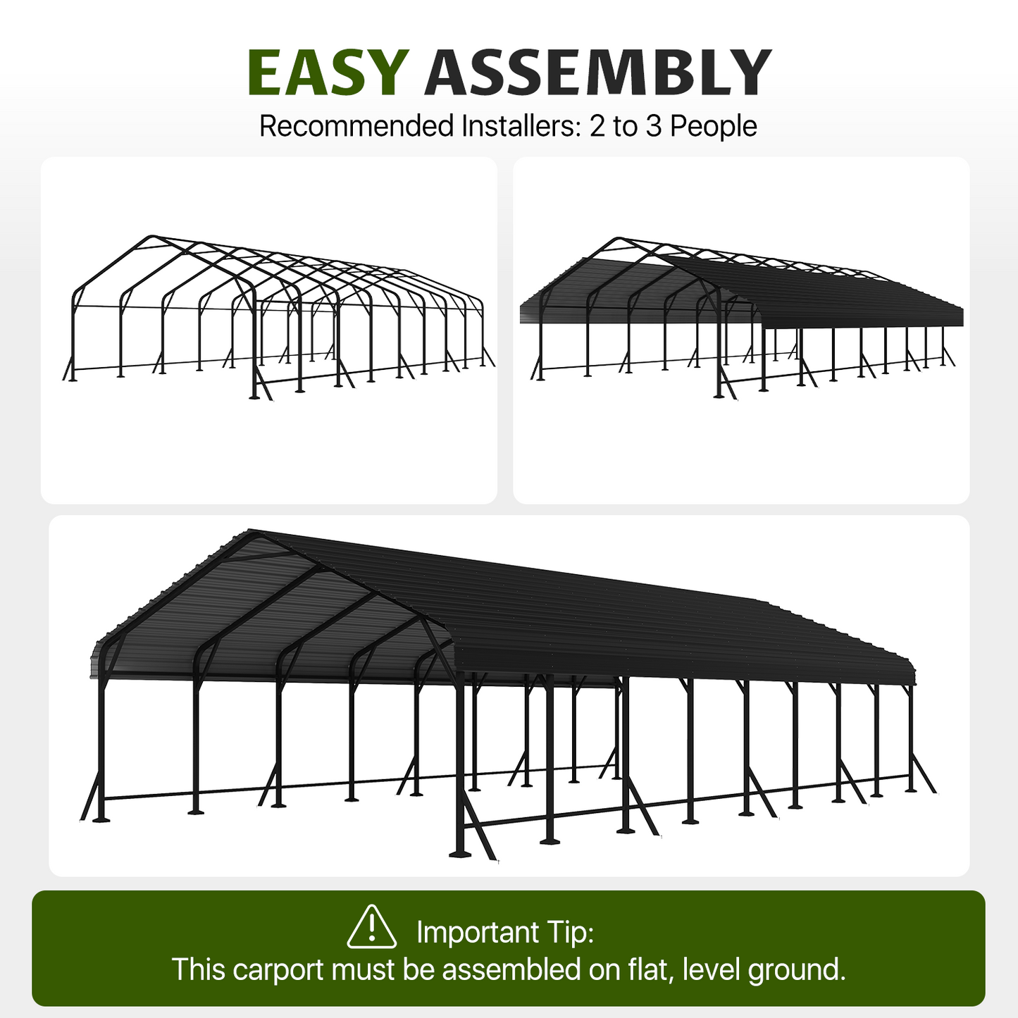 Clouddwell 20x40FT Metal Carport, Heavy Duty Carport Canopy with Reinforced Frame & Galvanized Roof, Car Tent, Garage Shelterf for Car, Pickup, Truck, Boat
