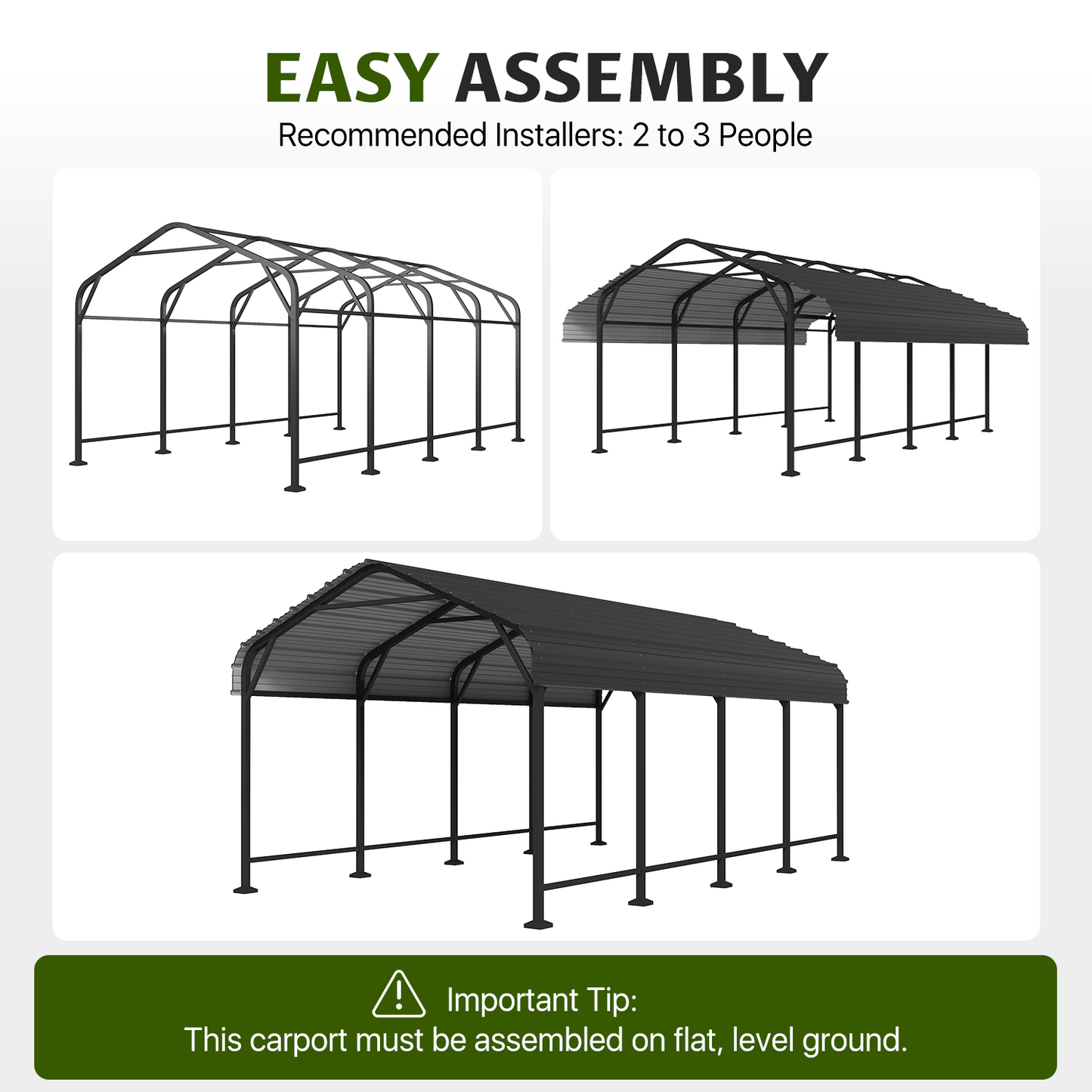 Clouddwell 12x20FT Metal Carport, Heavy Duty Carport Canopy with Reinforced Frame & Galvanized Roof, Car Tent, Garage Shelterf for Car, Pickup, Truck, Boat