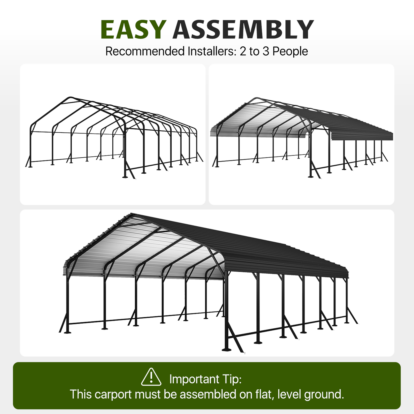 Clouddwell 20x30FT Metal Carport, Heavy Duty Carport Canopy with Reinforced Frame & Galvanized Roof, Car Tent, Garage Shelterf for Car, Pickup, Truck, Boat