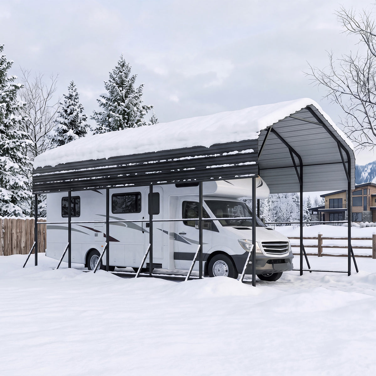 Dateyes 14x25FT RV Metal Carport, Heavy Duty Carport Canopy with Reinforced Frame & Galvanized Roof, Car Tent, Garage Shelterf for Car, , Truck, Boat