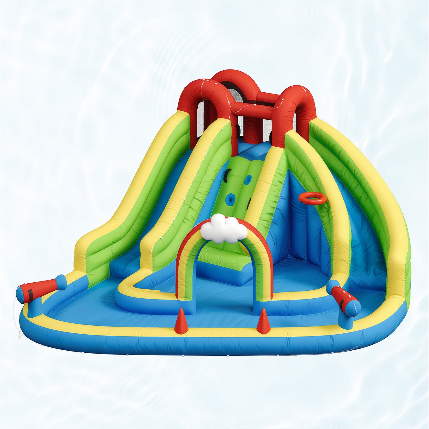 Clouddwell Inflatable Water Slide for Kids with 450W Blower, 6 in 1 Water Park Bounce House for Outdoor Summer Fun, Double Slide, 13x15FT