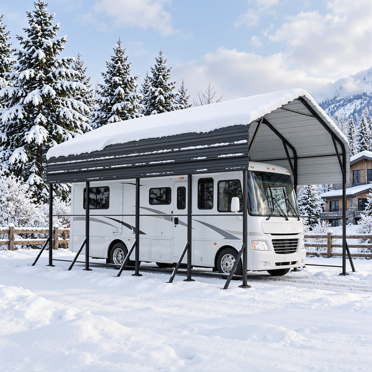 Dateyes 14x20FT RV Metal Carport, Heavy Duty Carport Canopy with Reinforced Frame & Galvanized Roof, Car Tent, Garage Shelterf for Car, Truck, Boat