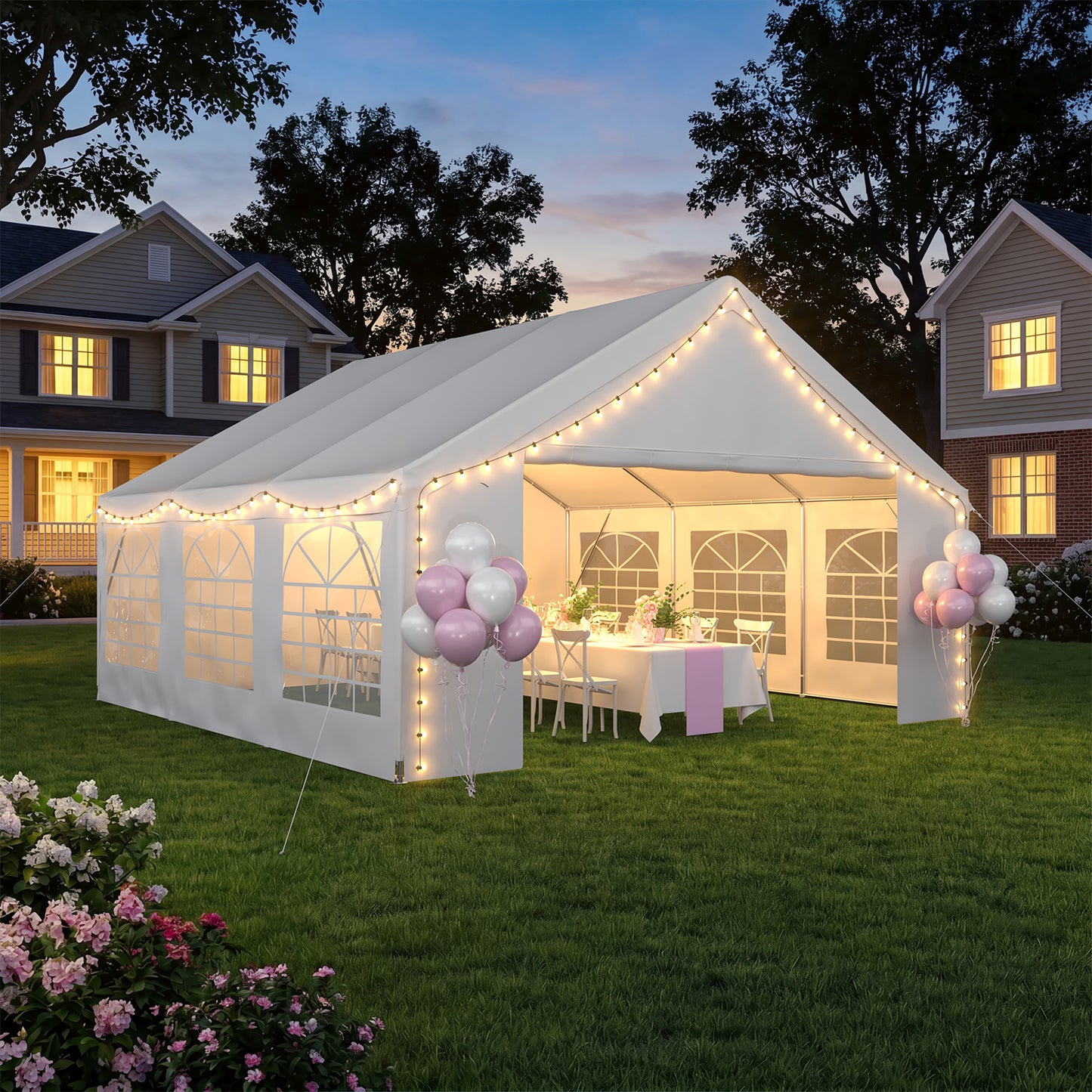 Sunmthink 20x20 Party Tent, Tent for Party, Canopy Tent with Heavy-Duty Steel Frame&Removable Sidewalls, Event Tent with Roll-up Door for Weddings, Birthday Parties & Camping