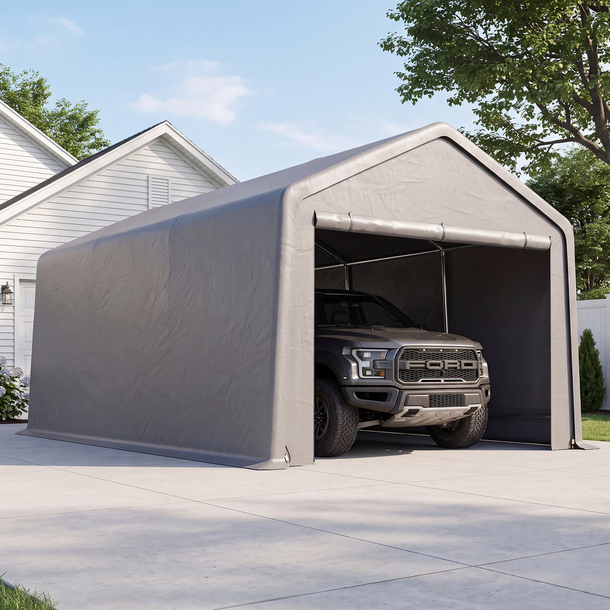 Aoxun 13x20 FT Carport Shed, Portable Storage Shed with Roll-Up Door & Window, Waterproof Storage Tent With Galvanized Steel Frame for Cars, Boats, Trucks and Tools Storage