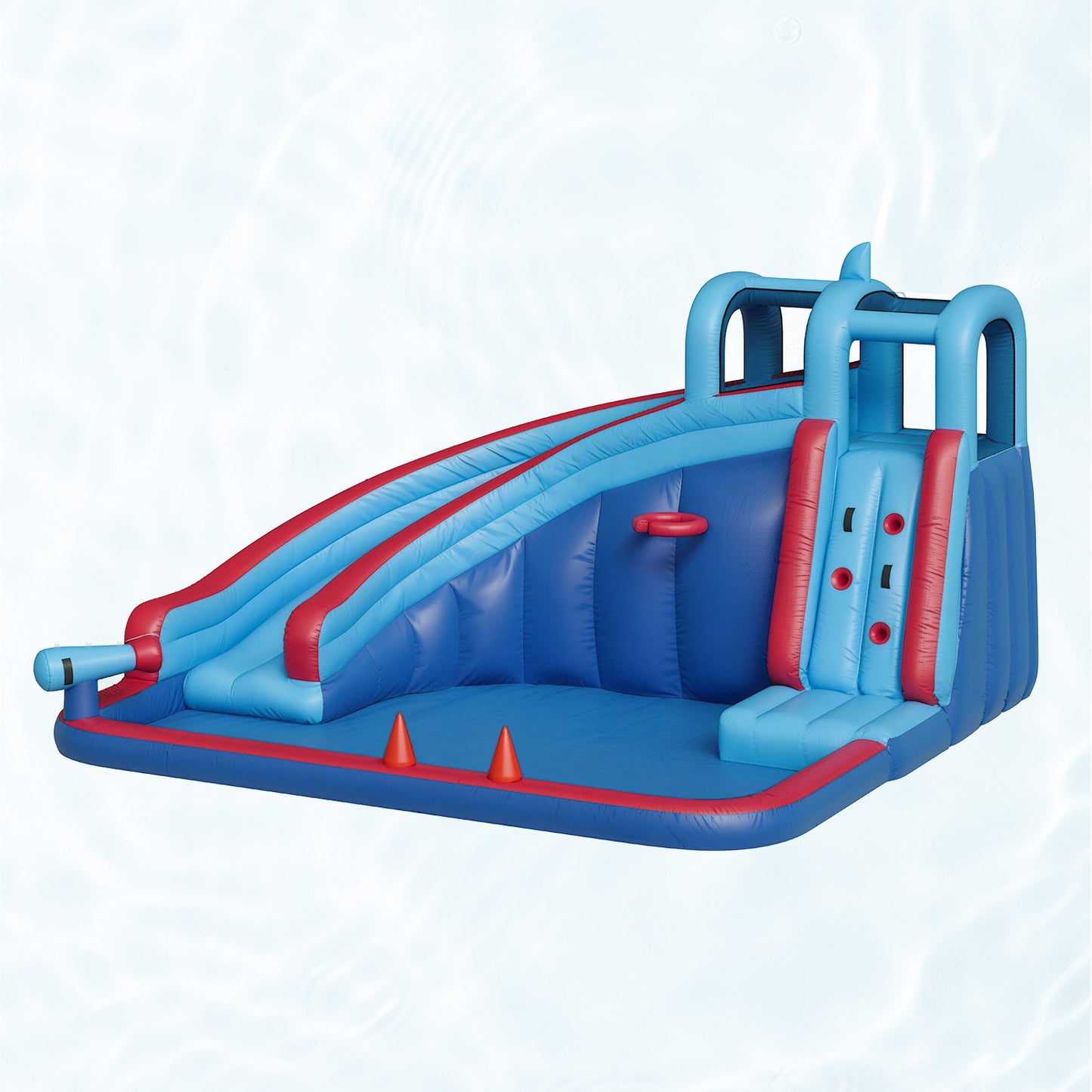 Clouddwell Inflatable Water Slide for Kids with 450W Blower, 5 in 1 Water Park Bounce House for Outdoor Summer Fun, Shark Theme, 10x12FT