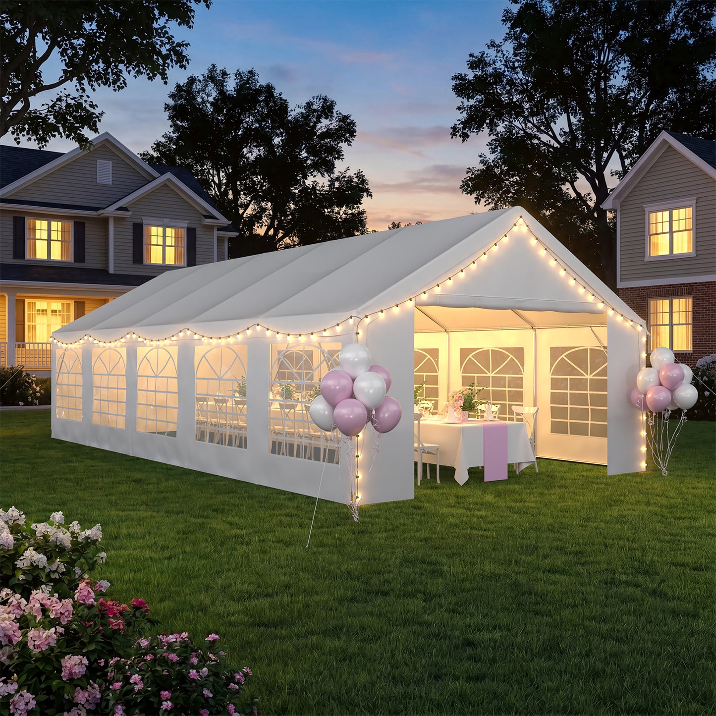 Sunmthink 32x16 Party Tent, Tent for Party, Canopy Tent with Heavy-Duty Steel Frame&Removable Sidewalls, Event Tent with Roll-up Door for Weddings, Birthday Parties & Camping