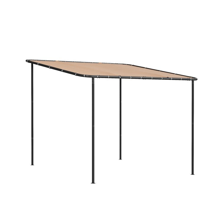 Dateyes 10'x10' Wall-Mounted Metal Gazebo , Water-Resistant Khaki Canopy with UV Protection for Patio & Garden