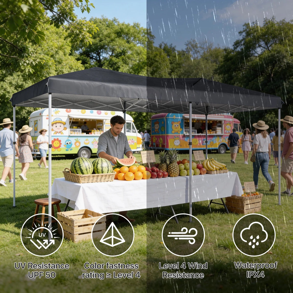ClouDDwell 10x20ft Pop up Canopy, Party Tent with 3 Adjustable Heights, Tents for Party, Instant Shelter Canopy with 6 Removable Sidewalls For Parties, Weddings, Gray