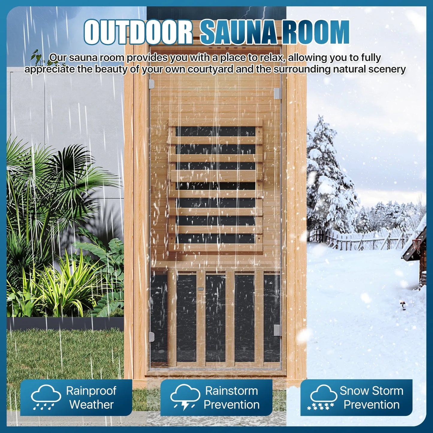 Sunmthink Full Spectrum Infrared Sauna ， 1-Person Home Sauna 1260W Hemlock Wood Spa with Resonance Speaker & Tempered Glass