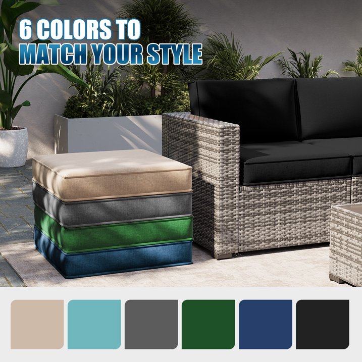Clouddwell 7-Piece Premium Outdoor Cushion Set, High-Resilience Waterproof Cushions for 4-Seat Wicker Sectional(Black)