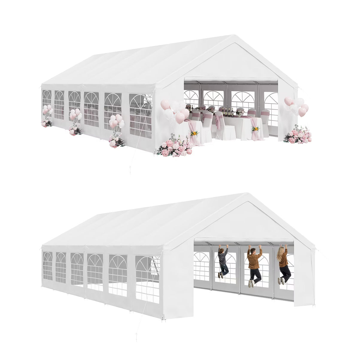 LazySunsets 40*20FT Party Tent,Heavy Duty Outdoor Awning Tent,with Removable Sidewalls, Commercial Wedding Big Tent,Carport, BBQ,UV 50+, Waterproof, White
