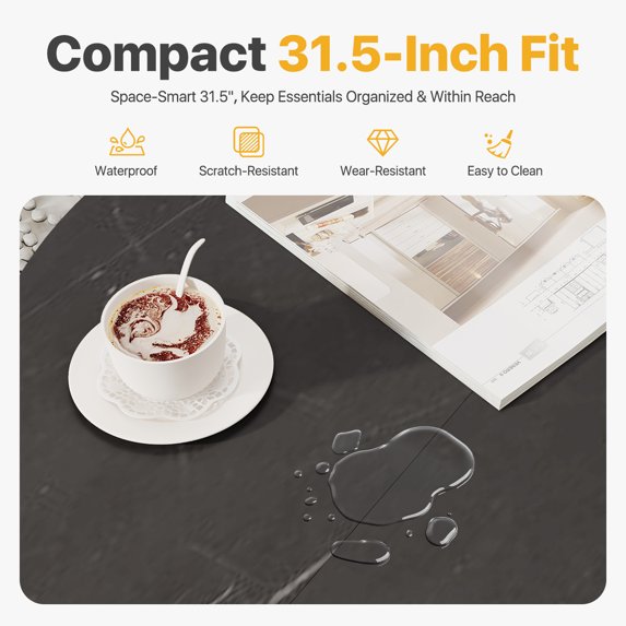 Sonegra Mid-Century Modern Round Coffee Table - Black with Sliding Door Storage for Living Room