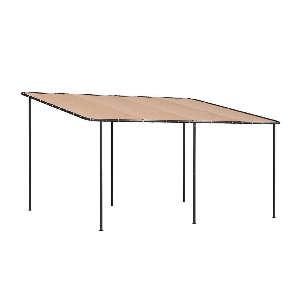 Dateyes 16'x12' Wall-Mounted Metal Gazebo , Water-Resistant Khaki Canopy with UV Protection for Patio & Garden