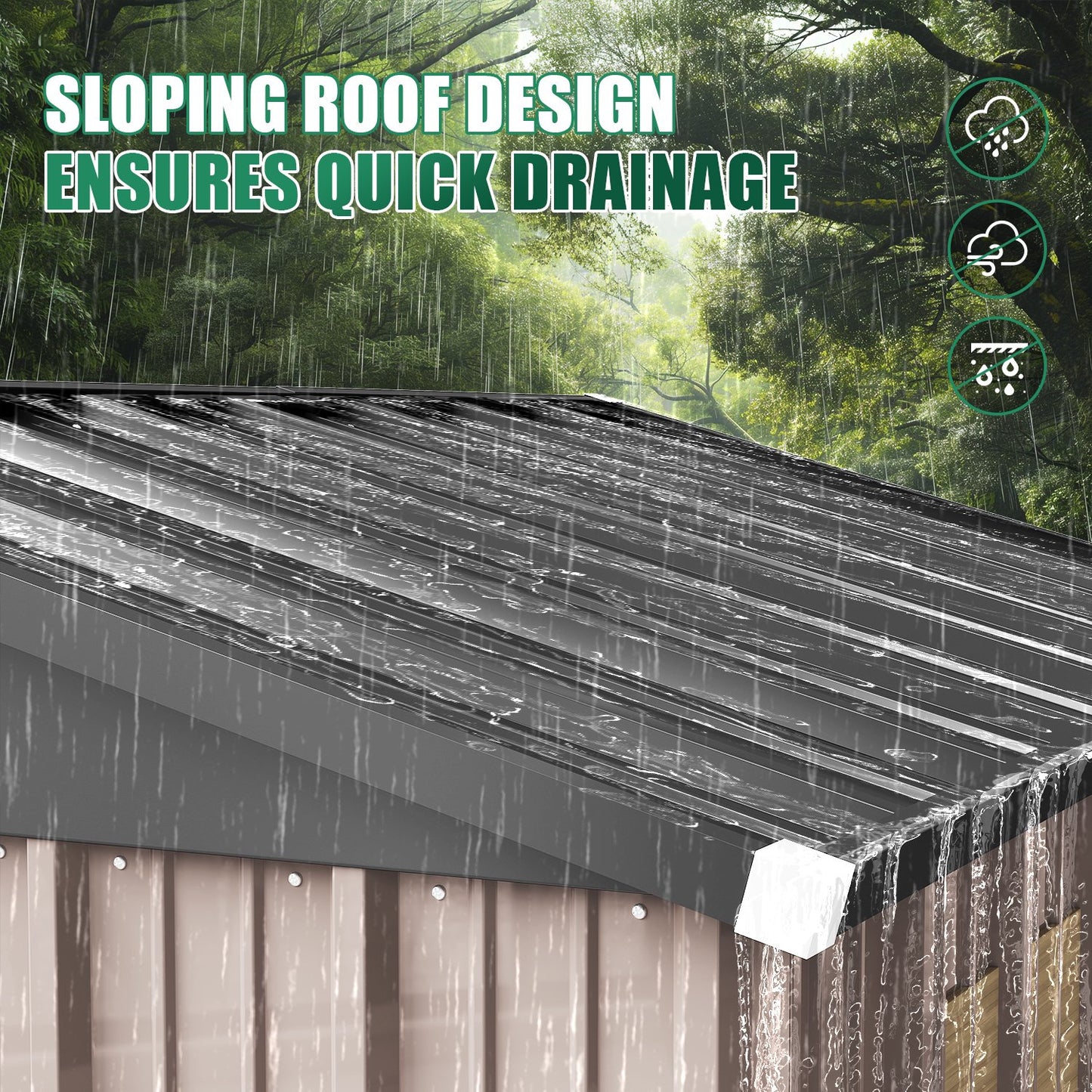 Clouddwell 6.2x4ft Galvanized Steel Storage Shed with Floor & Double Doors - Brown