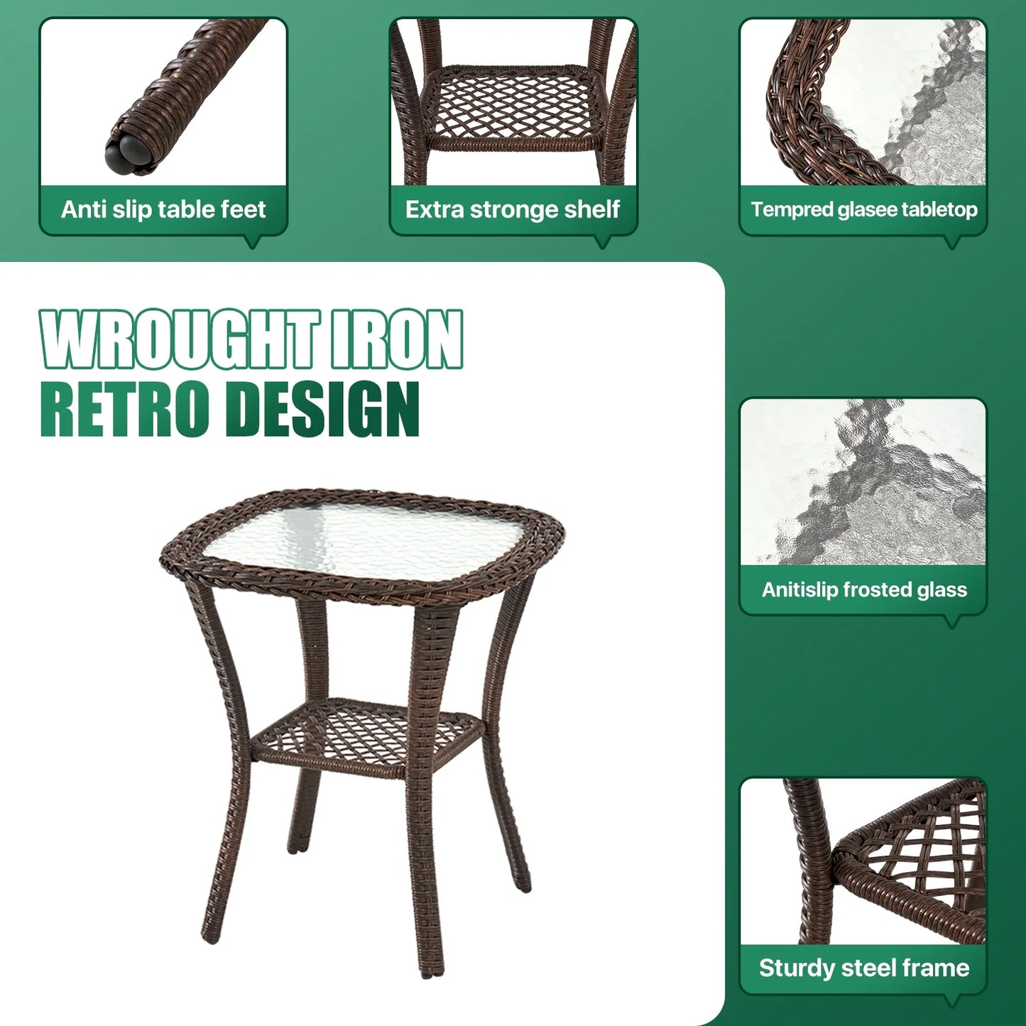 Clouddwell 3 Piece Patio Furniture Set Wicker Rattan Patio Conversation Set Outdoor Sectional Sofa Set with Coffee Table and Red Cushions