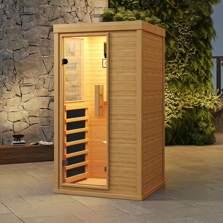 Clouddwell 1-Person Home Far Infrared Sauna | 850W High-Efficiency Heating Western Hemlock Dry Sauna with Color Lighting & Bluetooth Speaker (For Home & Gym Use)