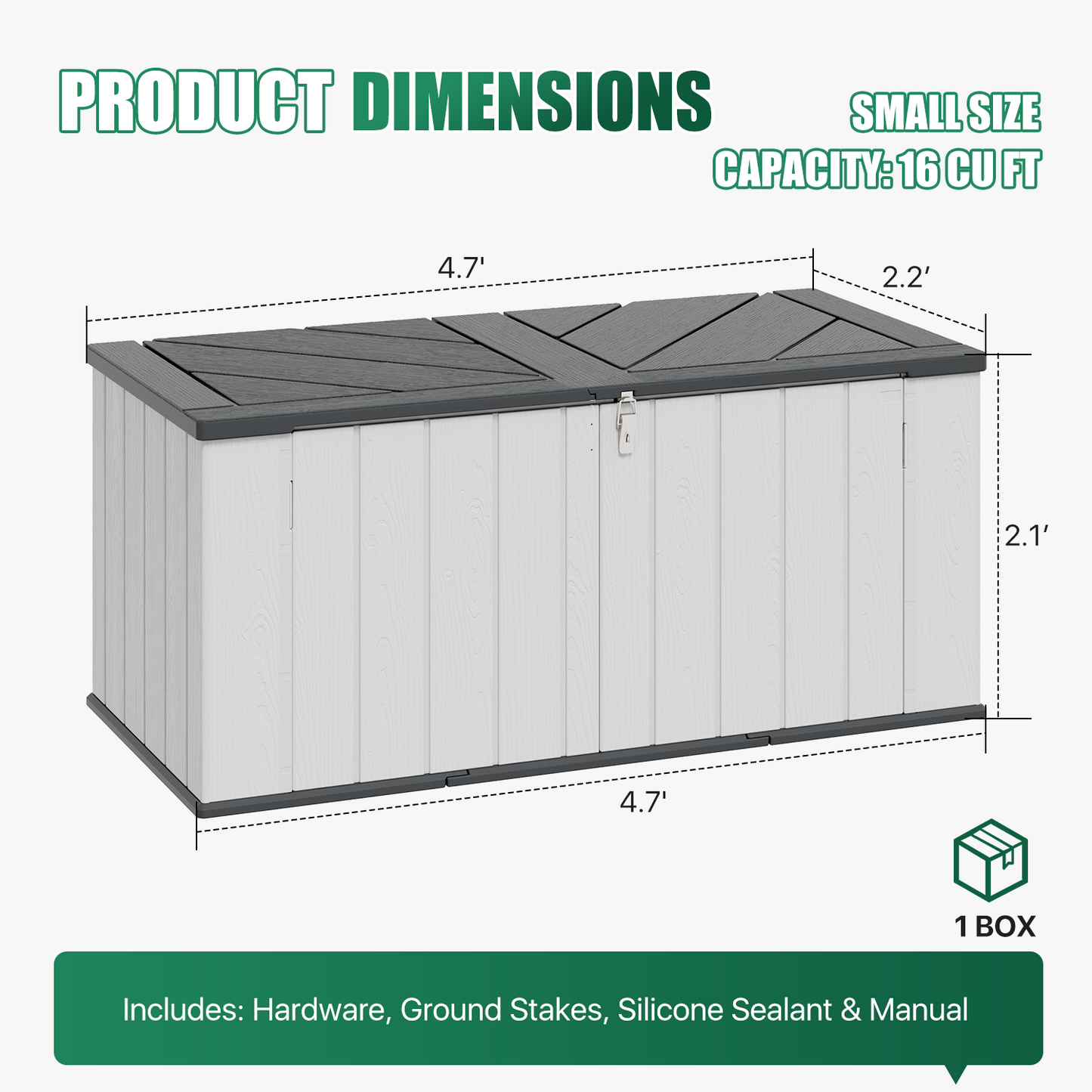 CLOUDDWELL Waterproof Resin Gardening Supplies Storage Storage Shed , 2.1 ft x 4.7 ft x 2.2 ft, White
