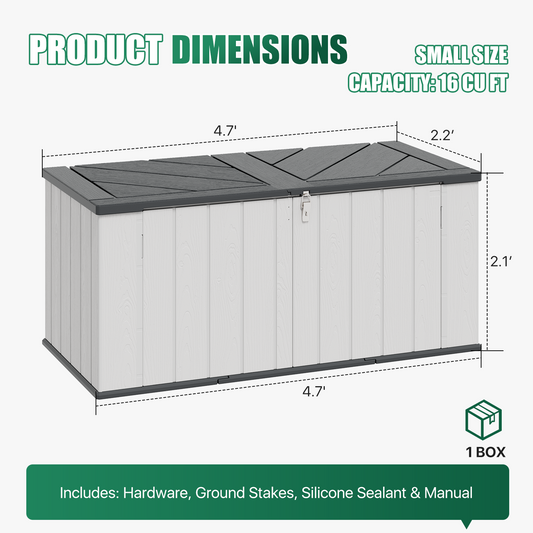 CLOUDDWELL Waterproof Resin Gardening Supplies Storage Storage Shed , 2.1 ft x 4.7 ft x 2.2 ft, White