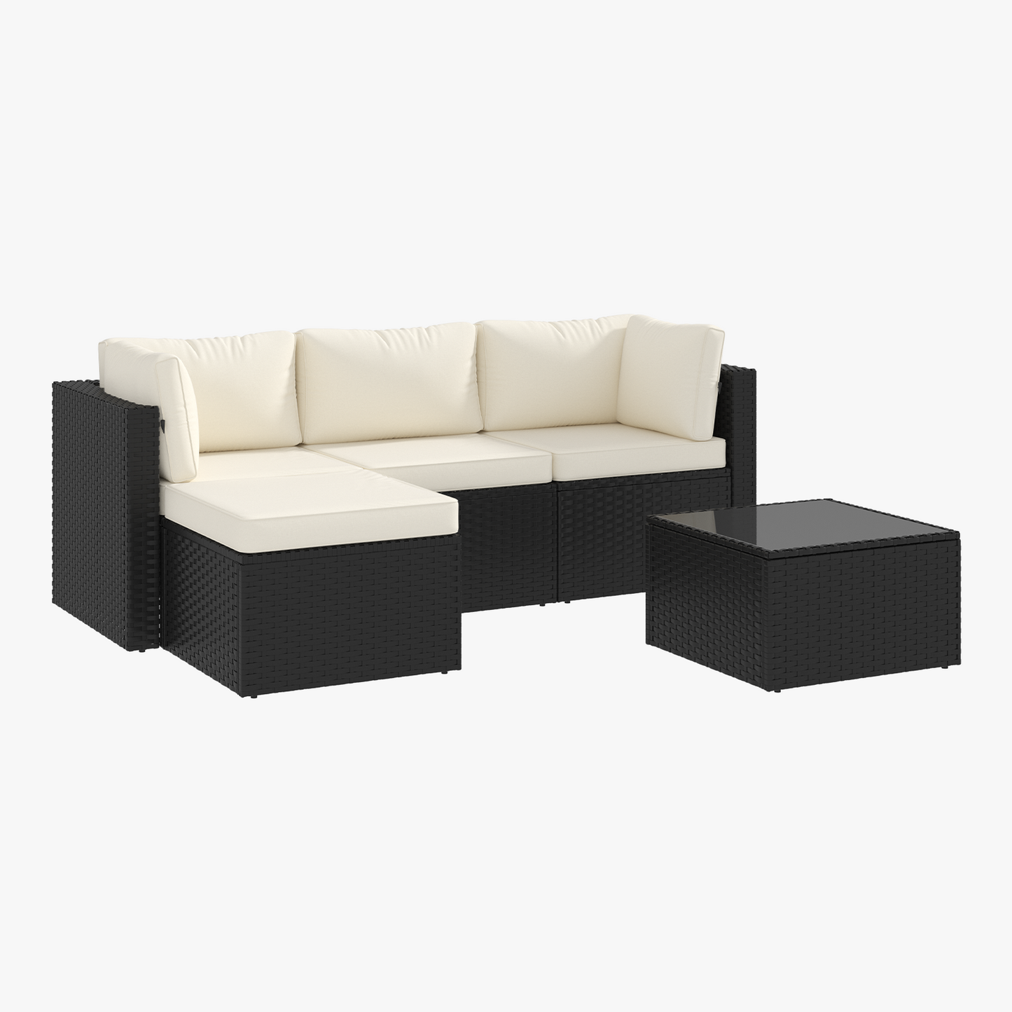 Clouddwell 3 Pieces Patio Furniture Set, All-Weather Wicker Rattan Patio Sectional Sofa Set with Coffee Table and Waterproof Cover(Off-White)