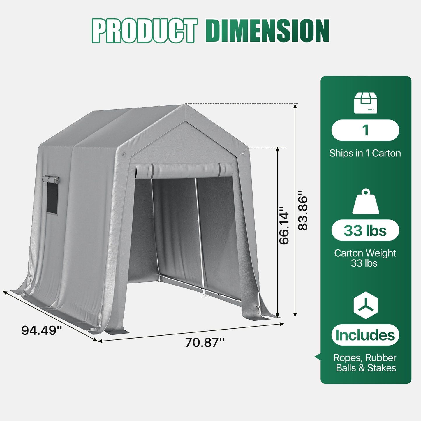 Clouddwell 6x8 FT Outdoor Portable Storage Shed Tent with Roll-Up Mesh Windows & Reinforced Frame, Motorcycle Storage Shed for Patio Furniture & Equipment Storage, Dark Gray