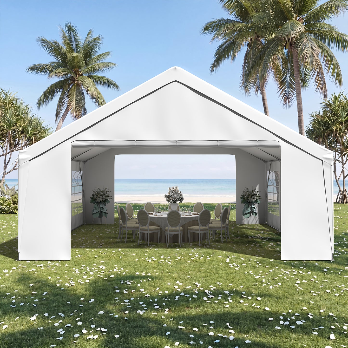 Sunmthink 20x20 Party Tent, Tent for Party, Canopy Tent with Heavy-Duty Steel Frame&Removable Sidewalls, Event Tent with Roll-up Door for Weddings, Birthday Parties & Camping