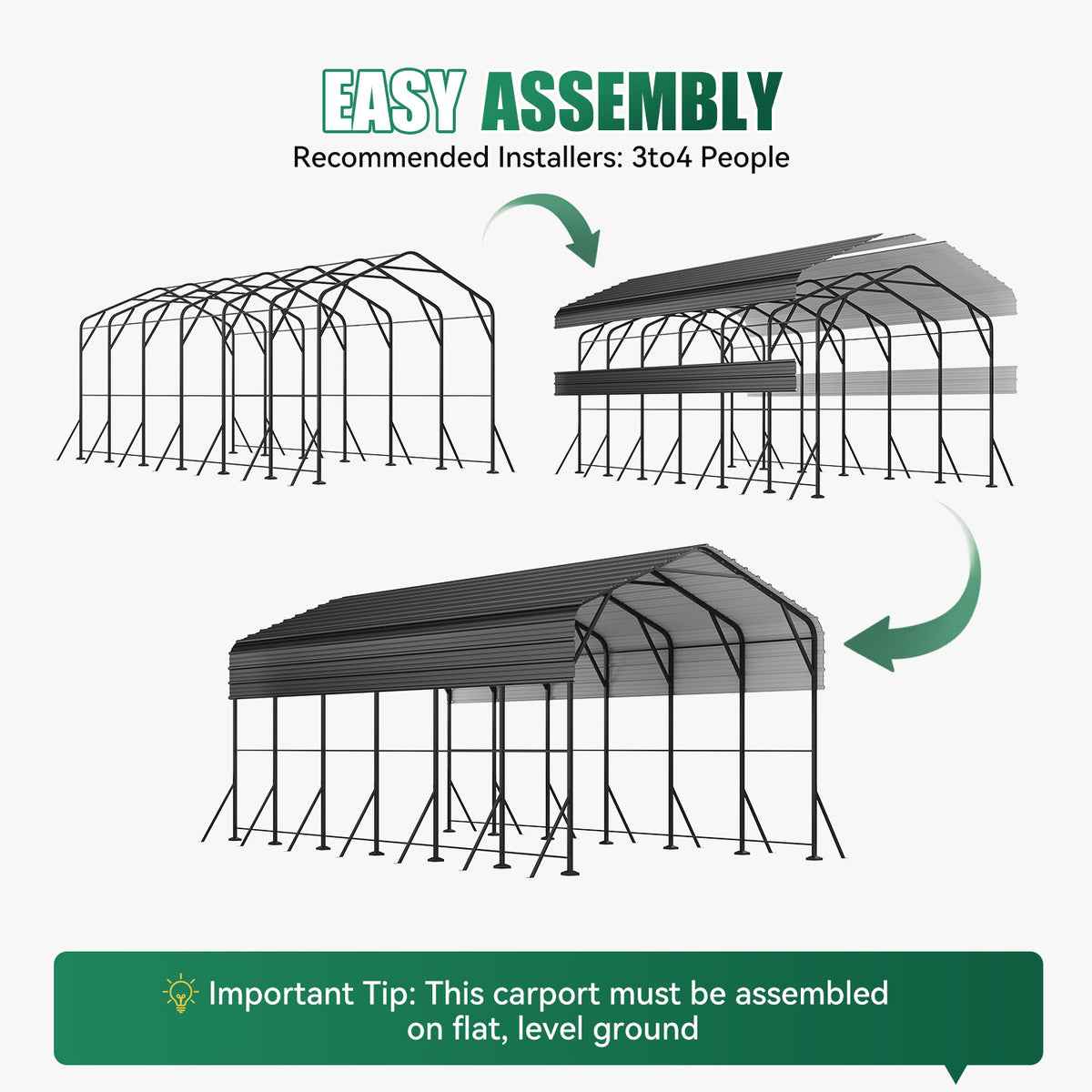 Dateyes 14x30FT RV Metal Carport, Heavy Duty Carport Canopy with Reinforced Frame & Galvanized Roof, Car Tent, Garage Shelterf for Car, Truck, Boat