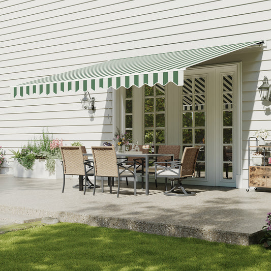 Aoxun Manual Retractable Awning 12x10 FT, Outdoor Patio Sun Shade Canopy with Crank Handle, Waterproof PA Coated Polyester Fabric for Backyard, Deck & Window, Green