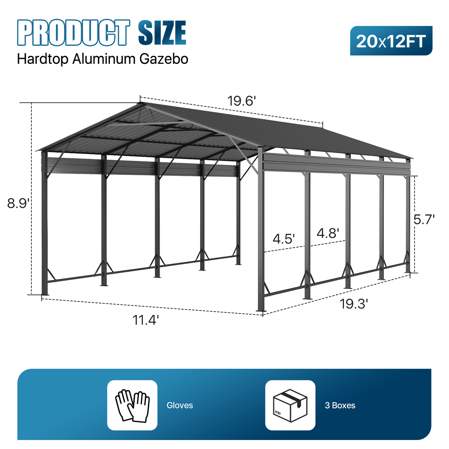 Sunmthink 12x20 FT Metal Carport, Heavy Duty Carport Canopy with Reinforced Frame and Sturdy Base, Outdoor Car Canopy Shelter for Cars, Trucks, Boats and Party Events