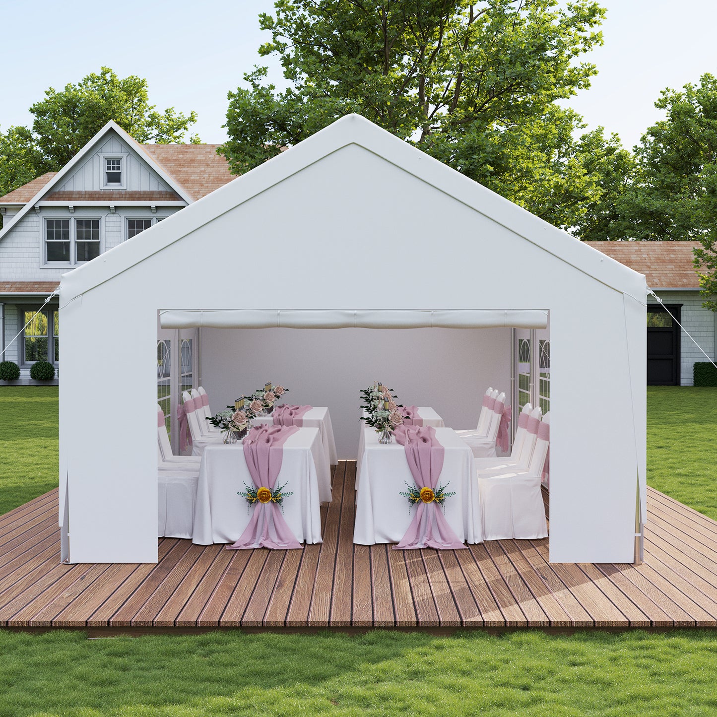 Clouddwell Heavy Duty 13X26FT Party Tent, Large Outdoor Wedding Tent with Removable Sidewalls & Sandbags, Commercial Wedding Large Tent,Carport, BBQ,UV 50+, Waterproof, White