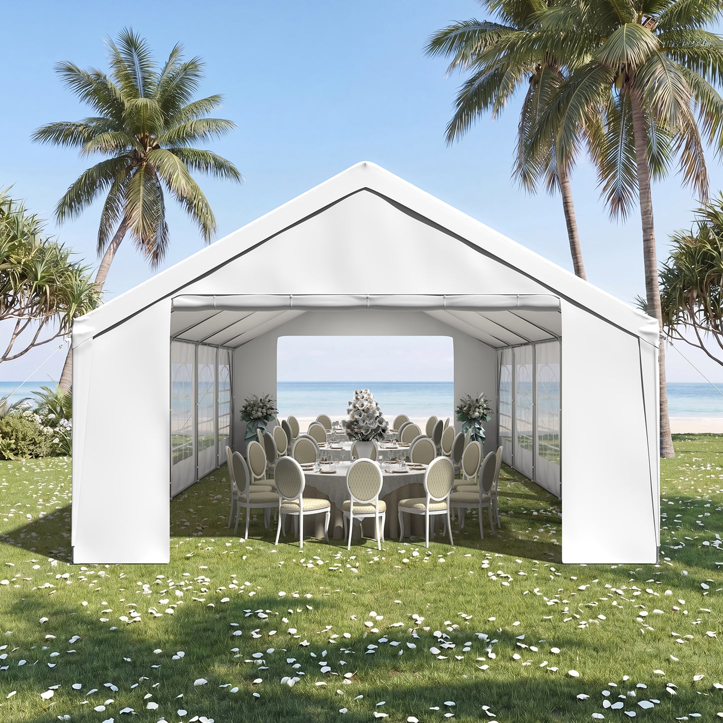 Sunmthink 32x16 Party Tent, Tent for Party, Canopy Tent with Heavy-Duty Steel Frame&Removable Sidewalls, Event Tent with Roll-up Door for Weddings, Birthday Parties & Camping