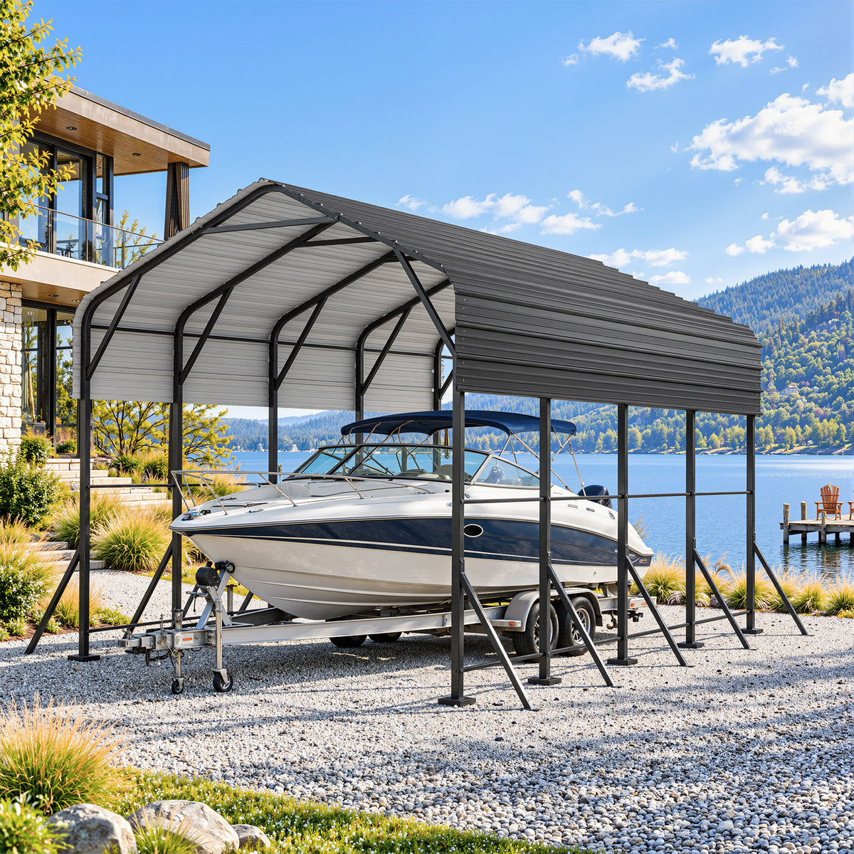 Dateyes 14x20FT RV Metal Carport, Heavy Duty Carport Canopy with Reinforced Frame & Galvanized Roof, Car Tent, Garage Shelterf for Car, Truck, Boat
