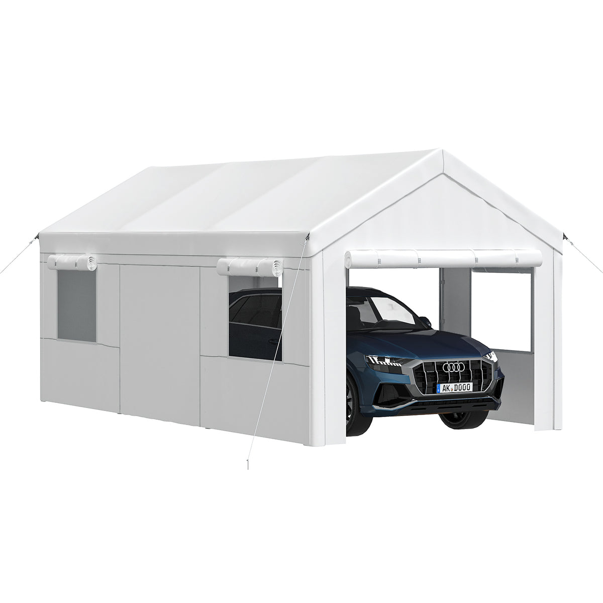 Dateyes 10x20ft Heavy Duty Carport Canopy, Portable Garage Car Canopy with Removable Sidewalls, Car Shelter for Cars, Boats, and Tools Storage, White