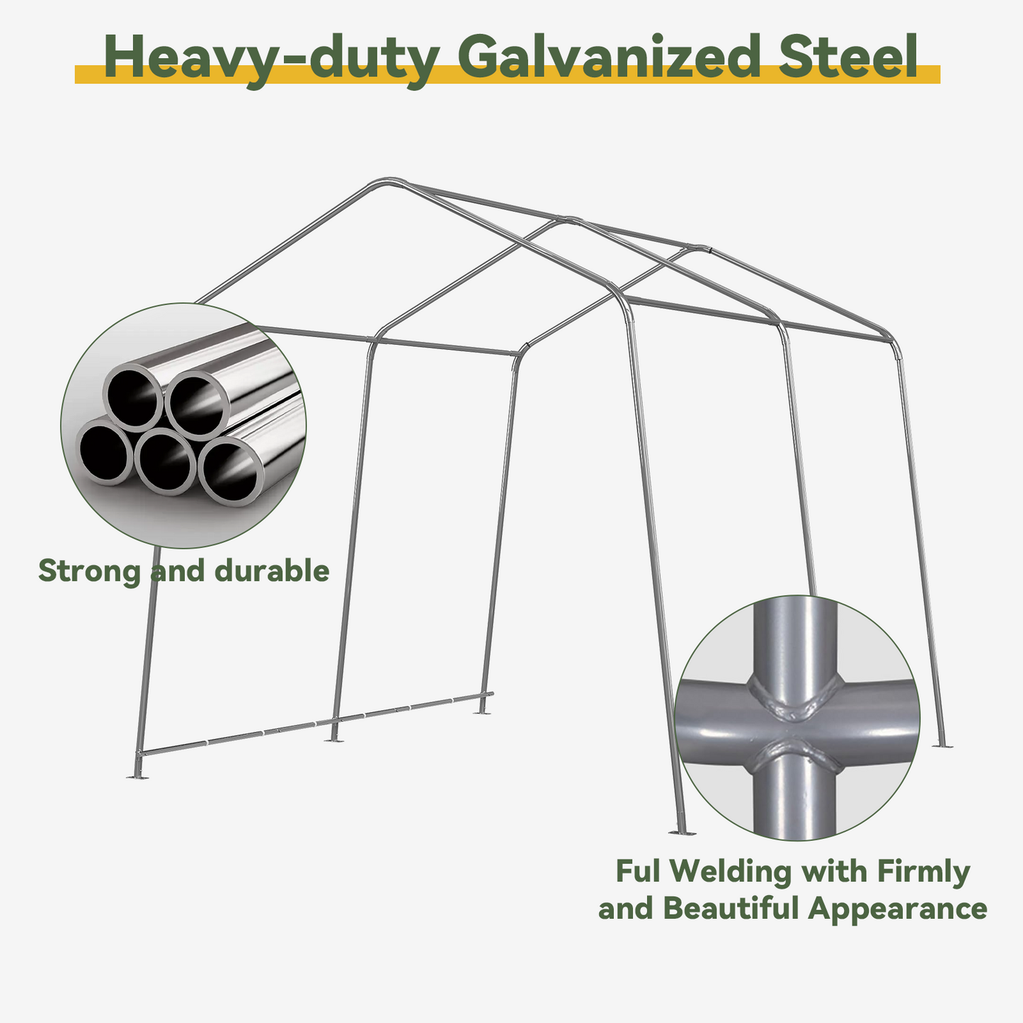 Aoxun 10x10 FT Outdoor Carport Shed, Portable Garage with Roll-Up Door & Window, Waterproof Tarp & Galvanized Steel Frame for Lawn Equipment, Bike, Motorcycle, Trunk Cover, Gray