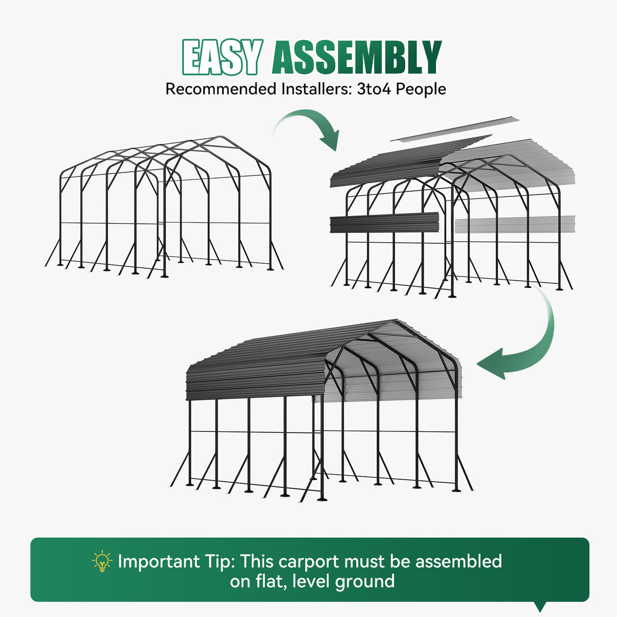 Dateyes 14x20FT RV Metal Carport, Heavy Duty Carport Canopy with Reinforced Frame & Galvanized Roof, Car Tent, Garage Shelterf for Car, Truck, Boat