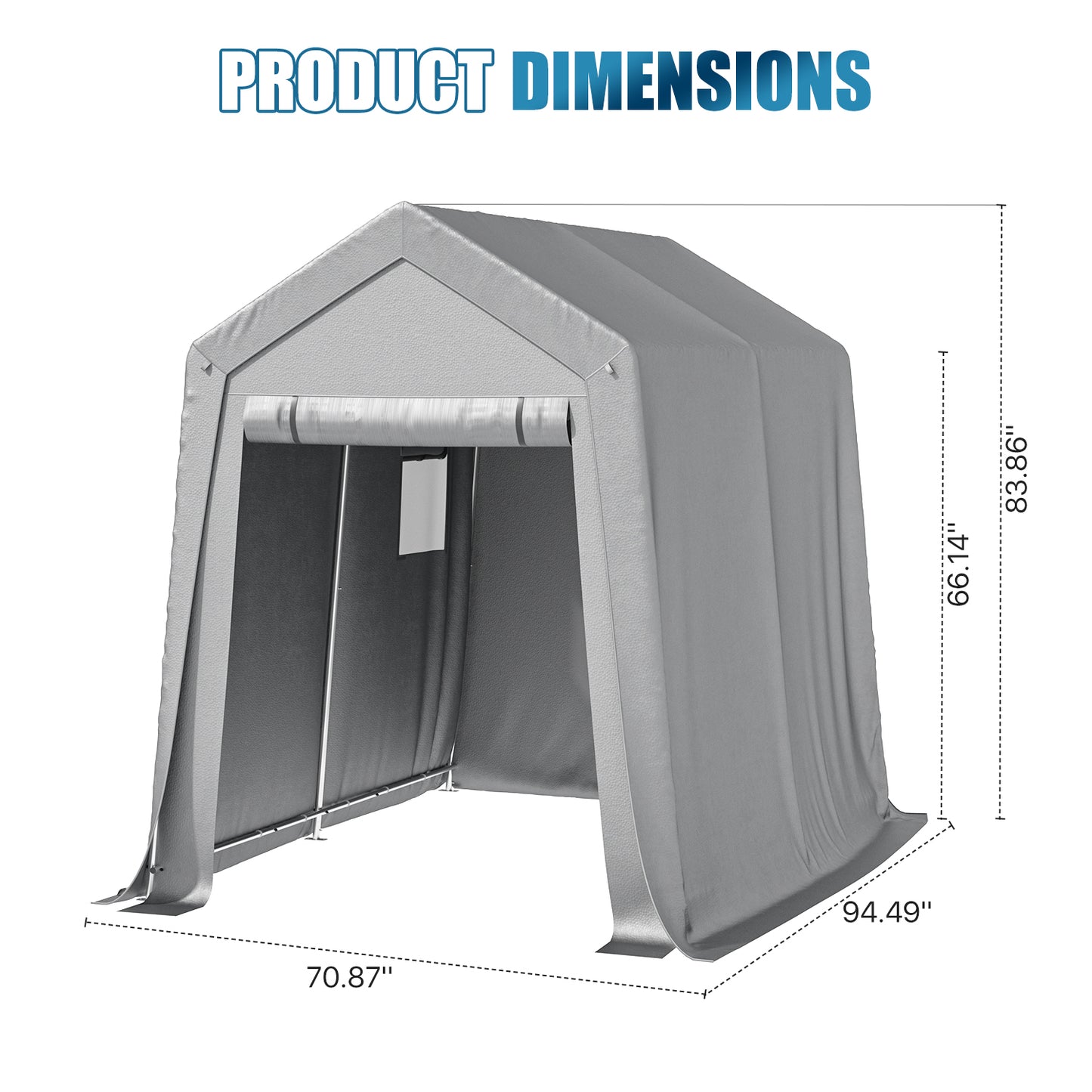Sunmthink 6x8 FT Outdoor Carport Shed, Portable Storage Sheds with Roll-Up Door & Window, Waterproof Storage Tent with Galvanized Steel Frame & Durable Tarp Cover for Bike, Motorcycle, Lawn Equipment
