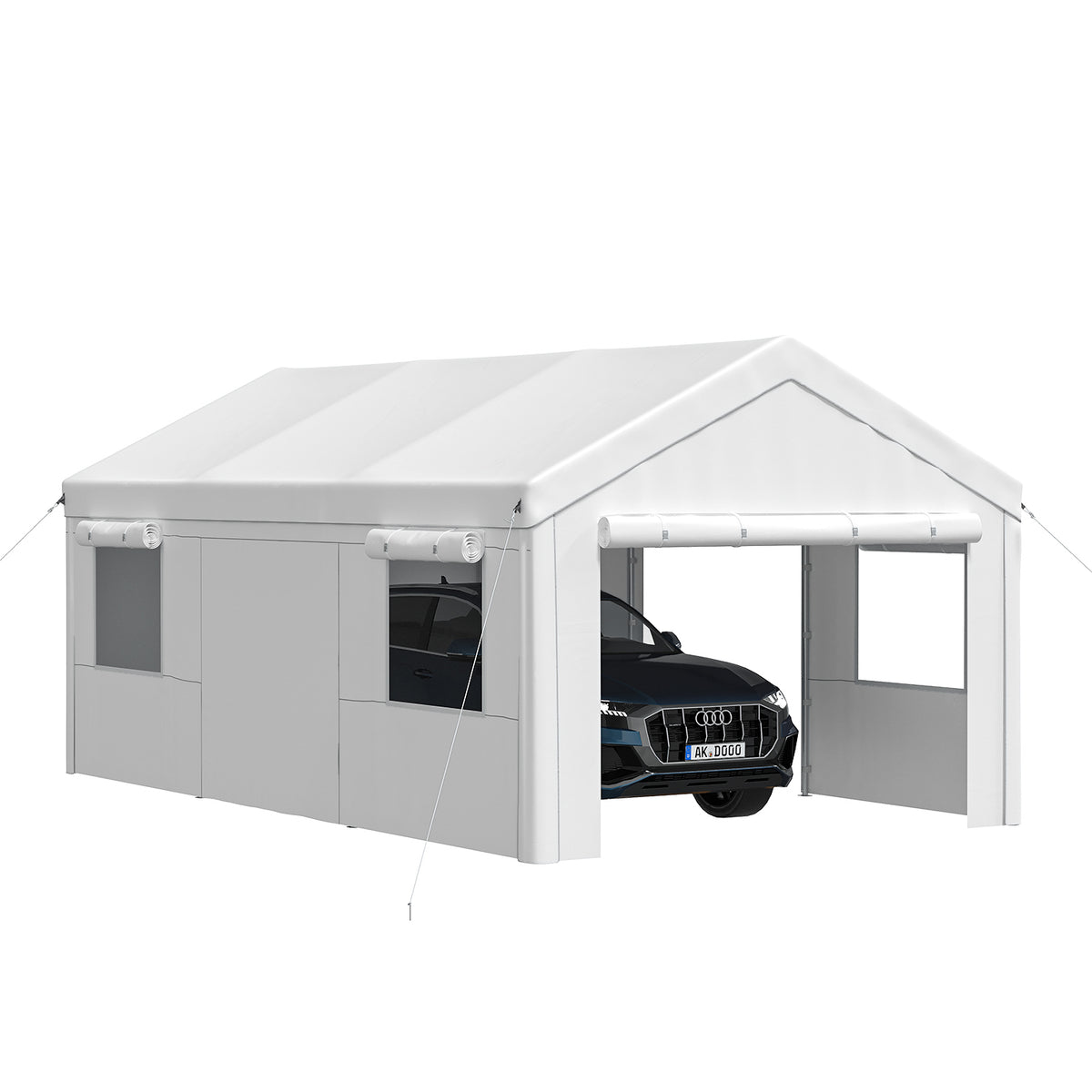Dateyes 12x20ft Heavy Duty Carport Canopy, Portable Garage Car Canopy with Removable Sidewalls, Car Shelter for Cars, Boats, and Tools Storage, White