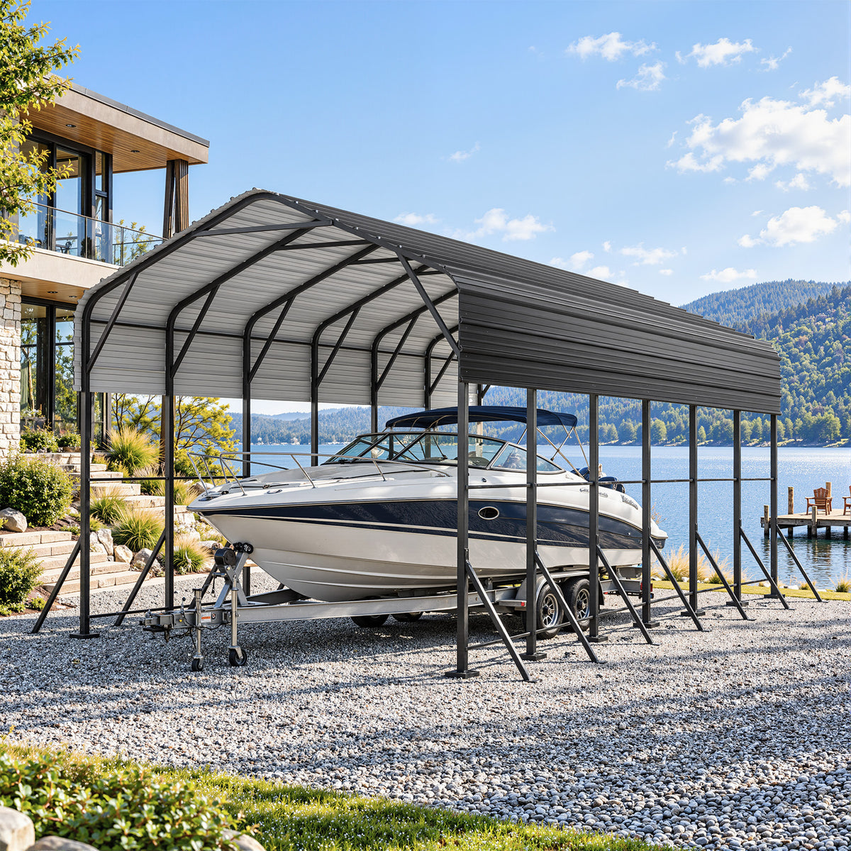 Dateyes 14x30FT RV Metal Carport, Heavy Duty Carport Canopy with Reinforced Frame & Galvanized Roof, Car Tent, Garage Shelterf for Car, Truck, Boat