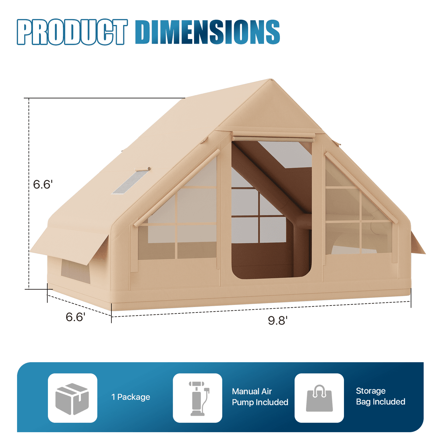 Sunmthink Inflatable Tent For 4-8 Person, Blow Up Tent Of Fast Setup Family Shelter, Waterproof Windproof Outdoor Tent with UV Protection, Lightweight Portable for Camping, Beach & Festivals