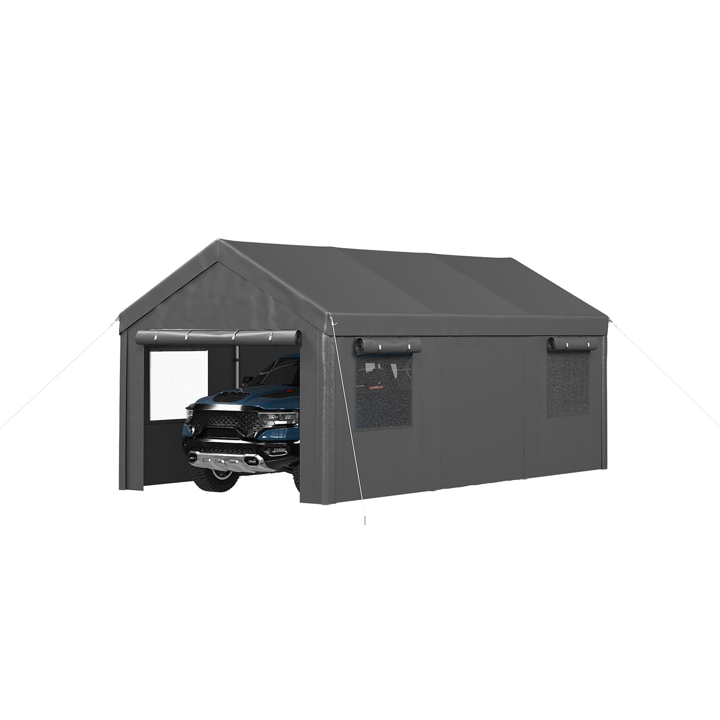 Clouddwell 10x20 Heavy Duty Carport Canopy Portable Garage, Portable Carport with Roll-up Windows&Removable Sidewalls, Car Canopy for Car, Truck, SUV, Boat, Gray