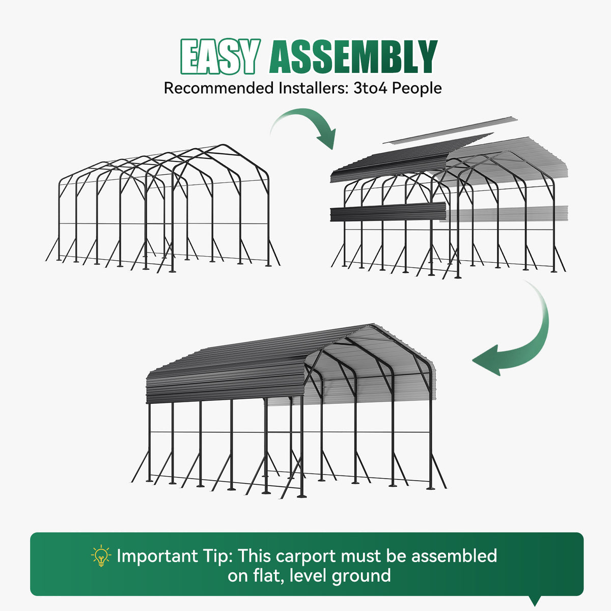 Dateyes 14x25FT RV Metal Carport, Heavy Duty Carport Canopy with Reinforced Frame & Galvanized Roof, Car Tent, Garage Shelterf for Car, , Truck, Boat