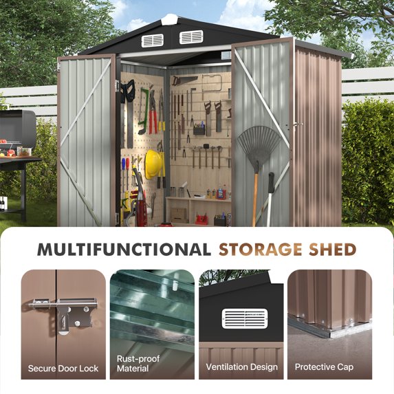 Cloudwell 6x4ft Shed with Floor Heavy-Duty Galvanized Steel Outdoor Storage Shed