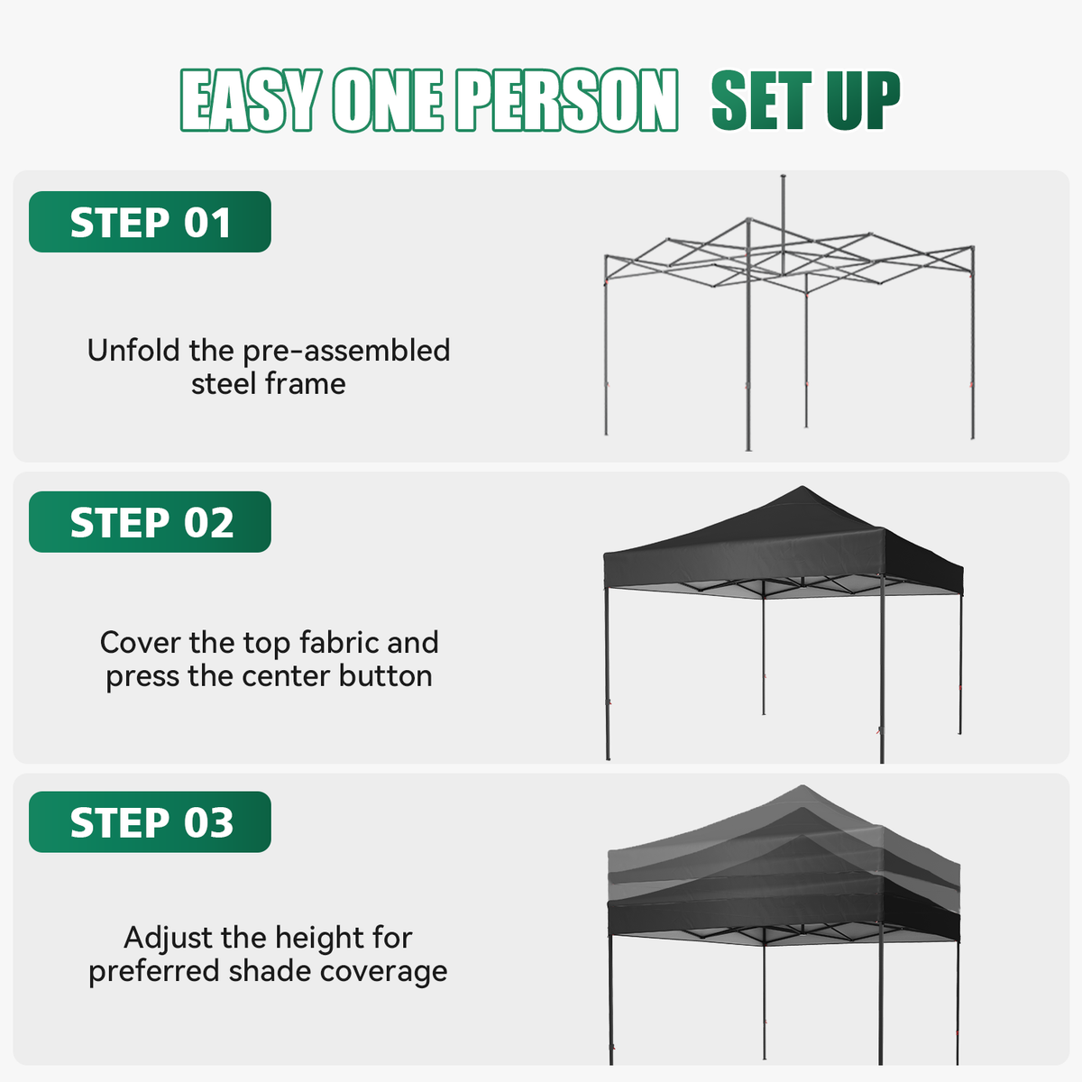 Dateyes 10x10FT Pop Up Canopy, Outdoor Canopy Tent with Carry Bag, Easy Setup Portable Instant Canopy with 4 Sandbags and 8 Stakes for Outdoor Events, Parties, Beach, Backyard, Lawn, Black