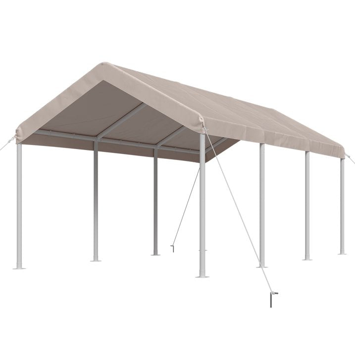 Clouddwell Carport 10x20 FT Heavy-Duty Portable Carport, Outdoor Car Canopy Shelter with Waterproof Tarp & Wind Resistant Design, Galvanized Steel Frame for Vehicle, RV, Boat, Truck Cover (Khaki)
